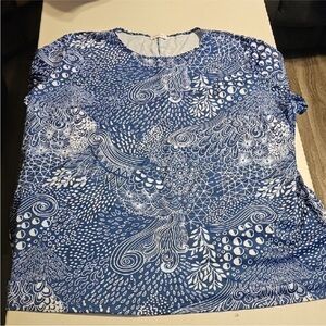Fantaslook Plus Sz Womens Blouse Blue & White Like New Sz 4XL